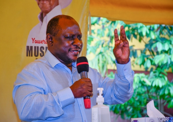 Presidential advisor David Mafabi delivering his lecture at the 8th NRM ideological clinic. 